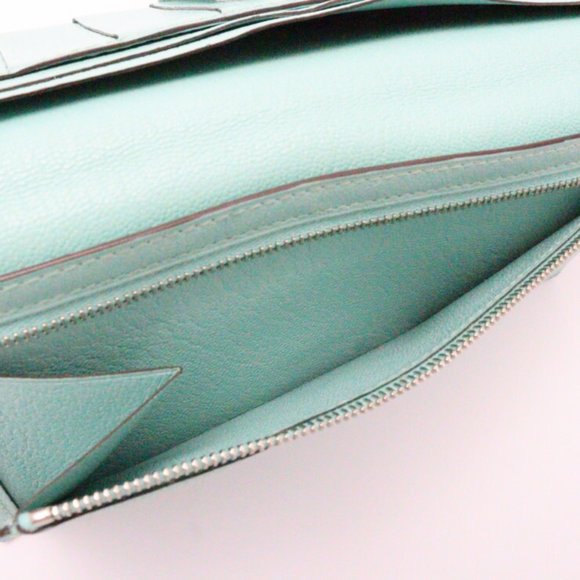 HERMES Classic Long Wallet Chevre Mint Green Bifold A Engraved - Picture 9 of 9